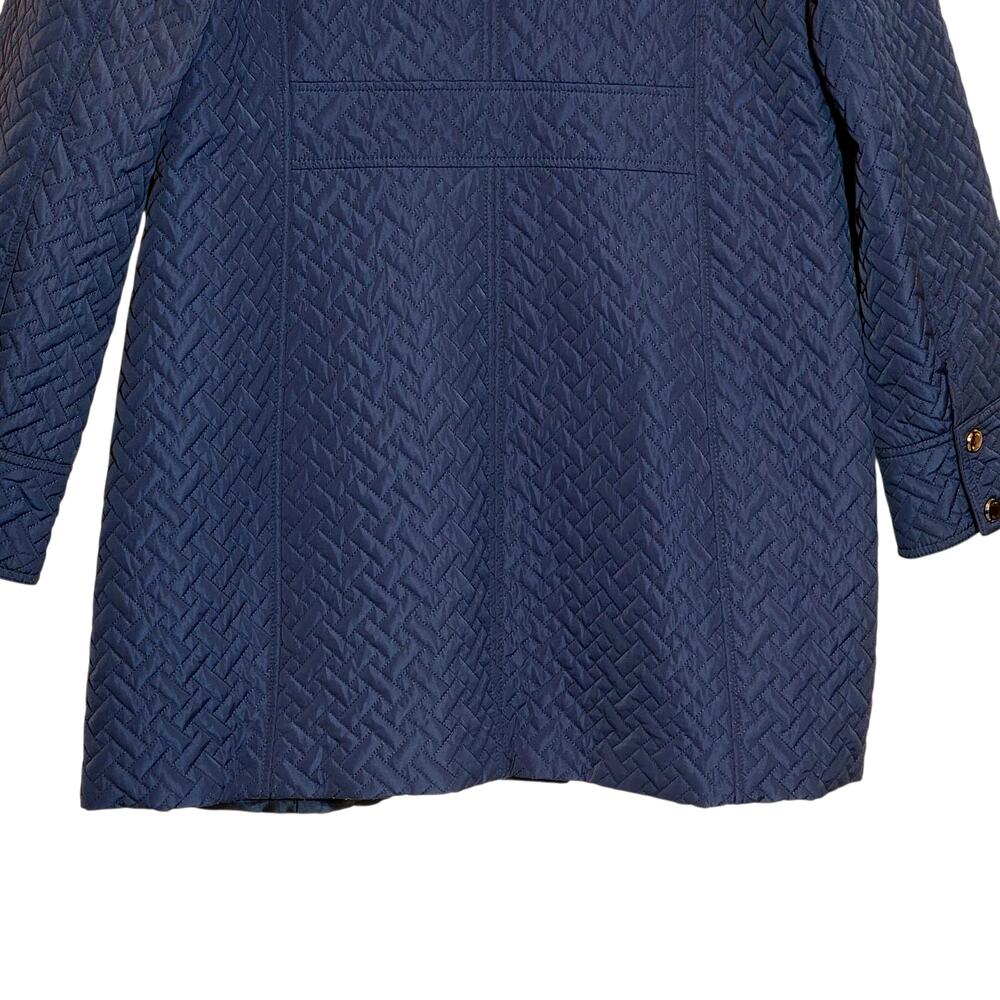 Anne Klein Blue Quilted A-Line Mid Length Snap Front Coat Size L/XL Chic - Picture 13 of 16